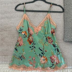 Floral Lace Trim Cami Top